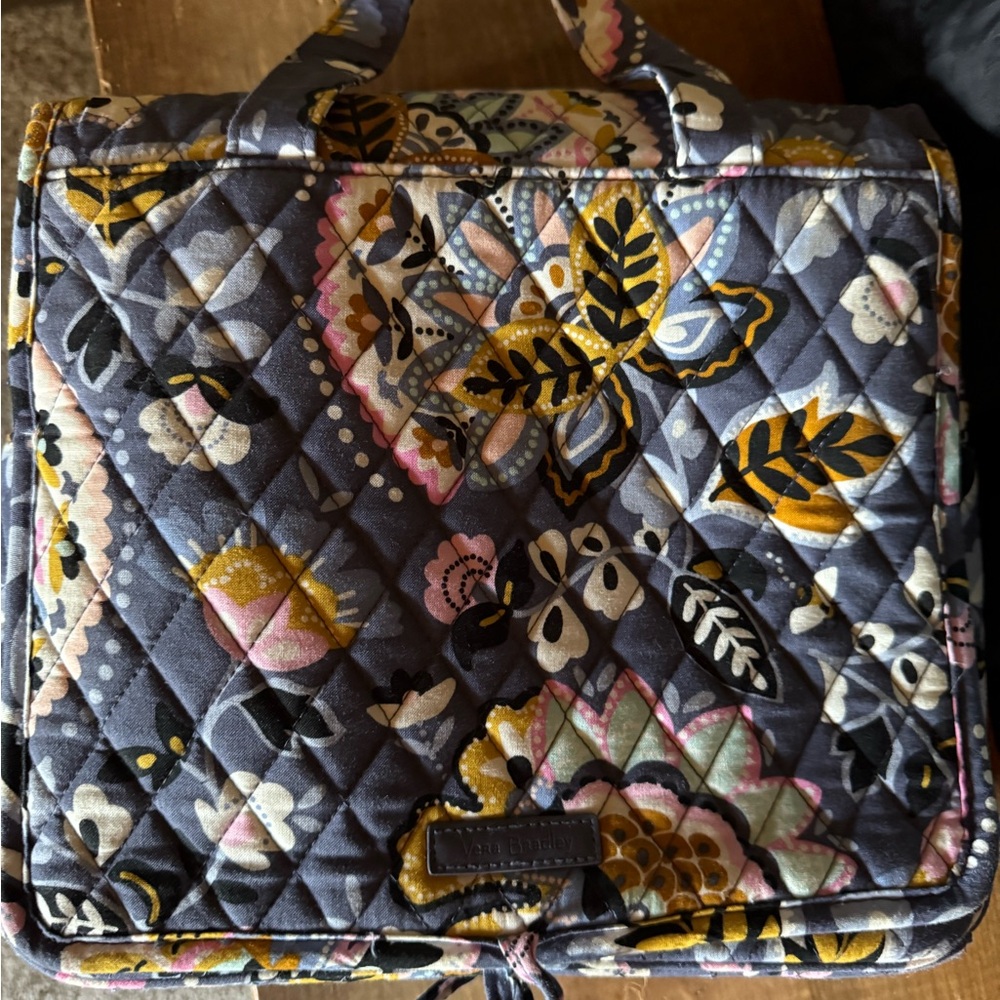 Vera Bradley Quilted Travel Bag - Gray, Pink, Yellow Floral